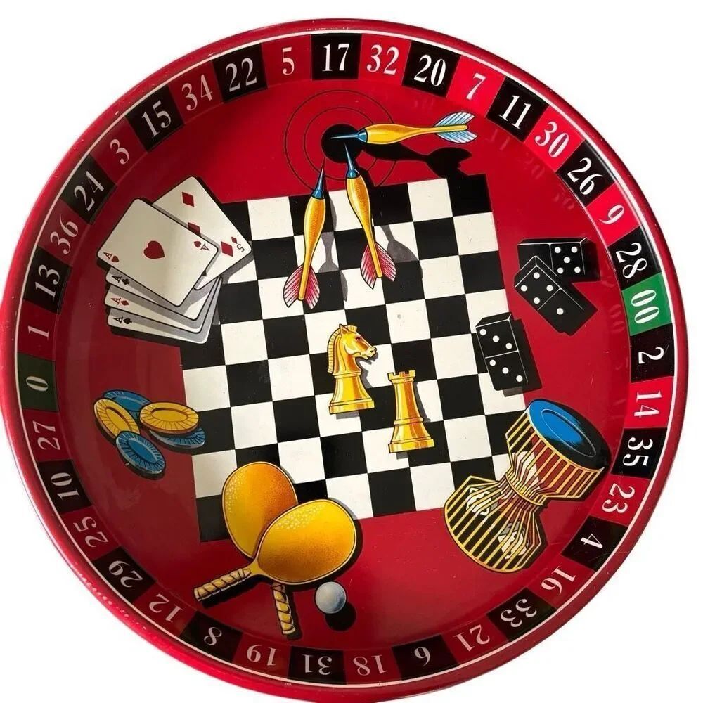 Vintage Casino Games 13” Metal Tray